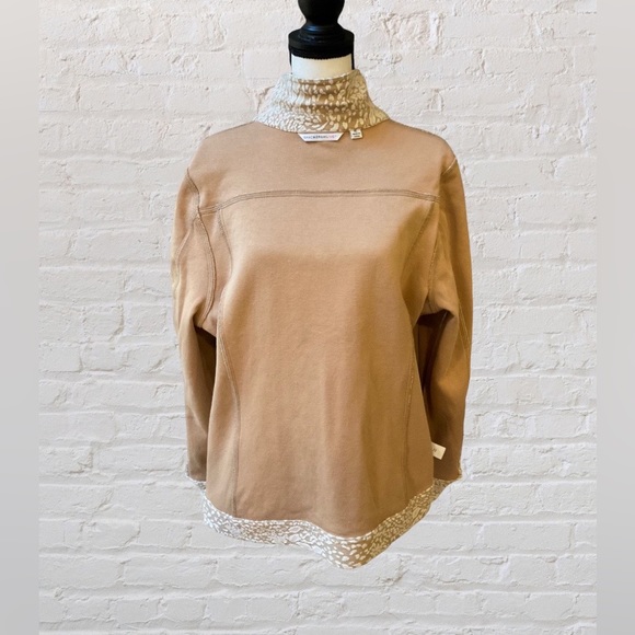 ISSAC MIZRAHI  ~ Animal Print Snap Front Jacket Tan w/White Print - Picture 6 of 9